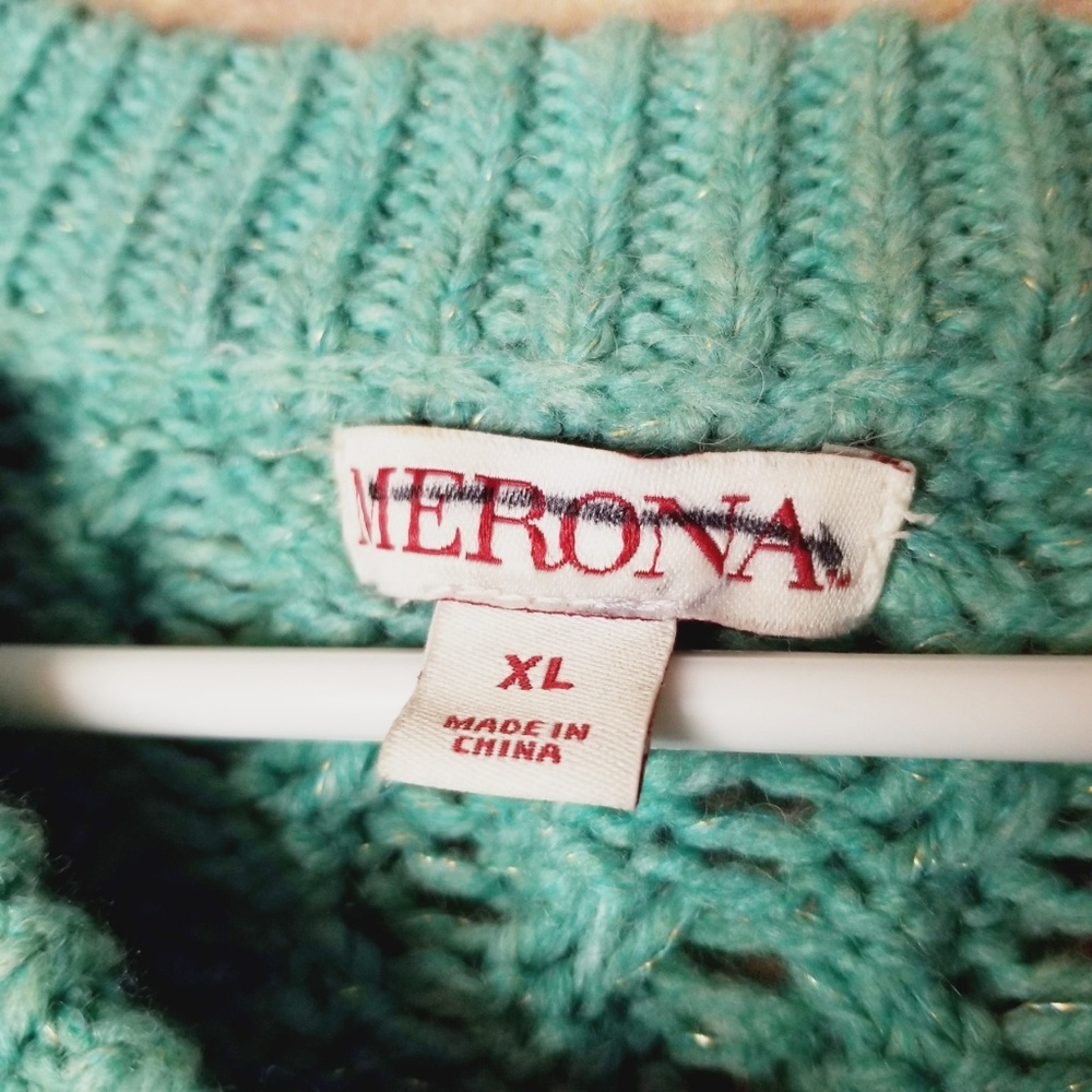 Mint green chunky knit sweater XL Merona Target - Picture 3 of 4